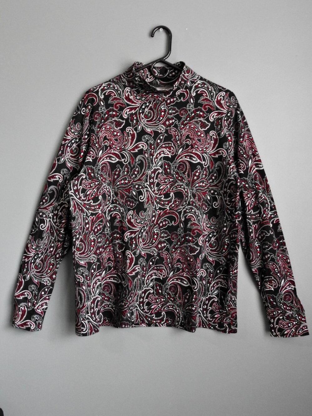 Festive Lands' End Women's Tall Cotton Mock Turtleneck, Size L/T